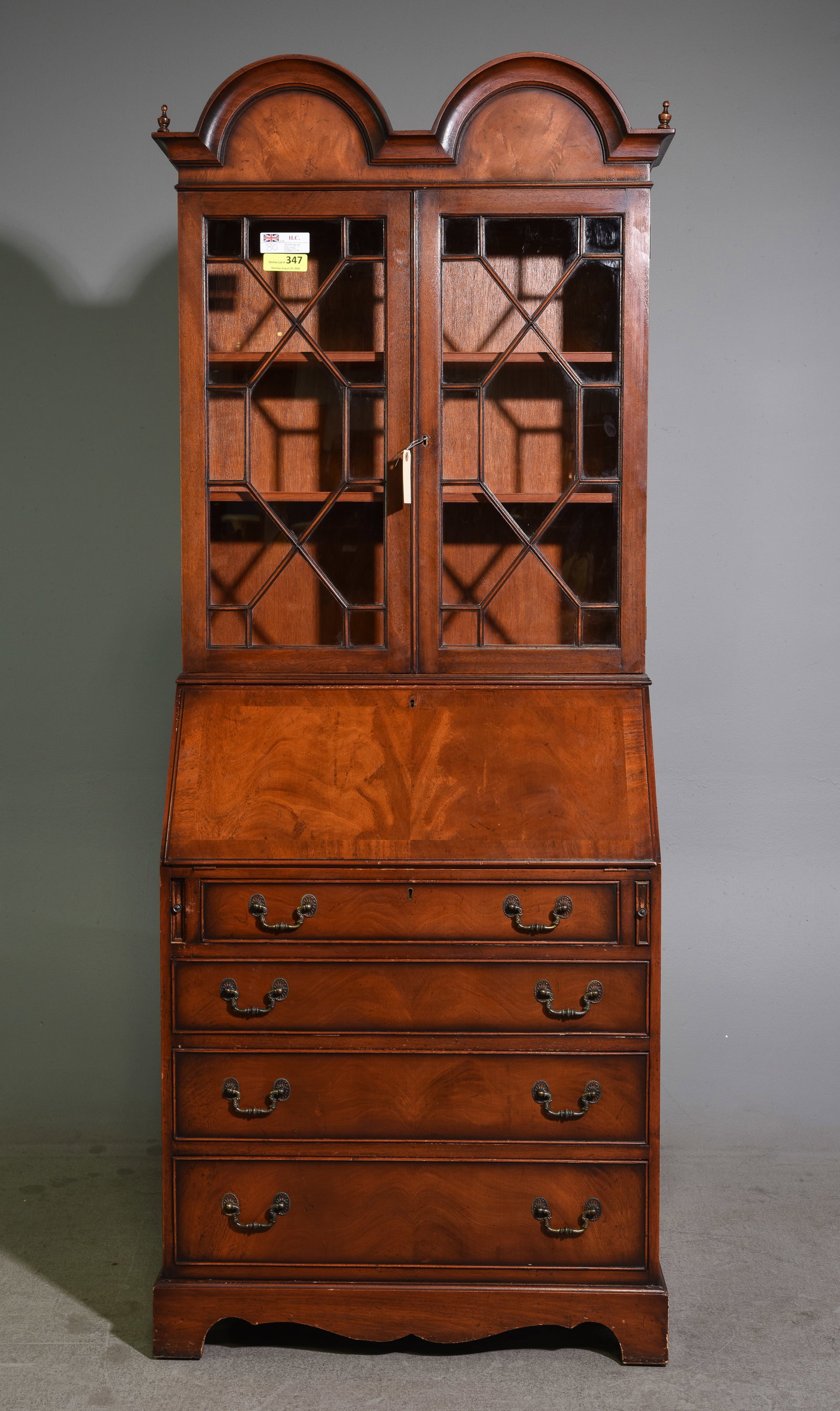 British Oak Bureau / Secretary Bookcase: British Oak Bureau / Secretary Bookcase - 76.5 in tall x 31 x 17.5