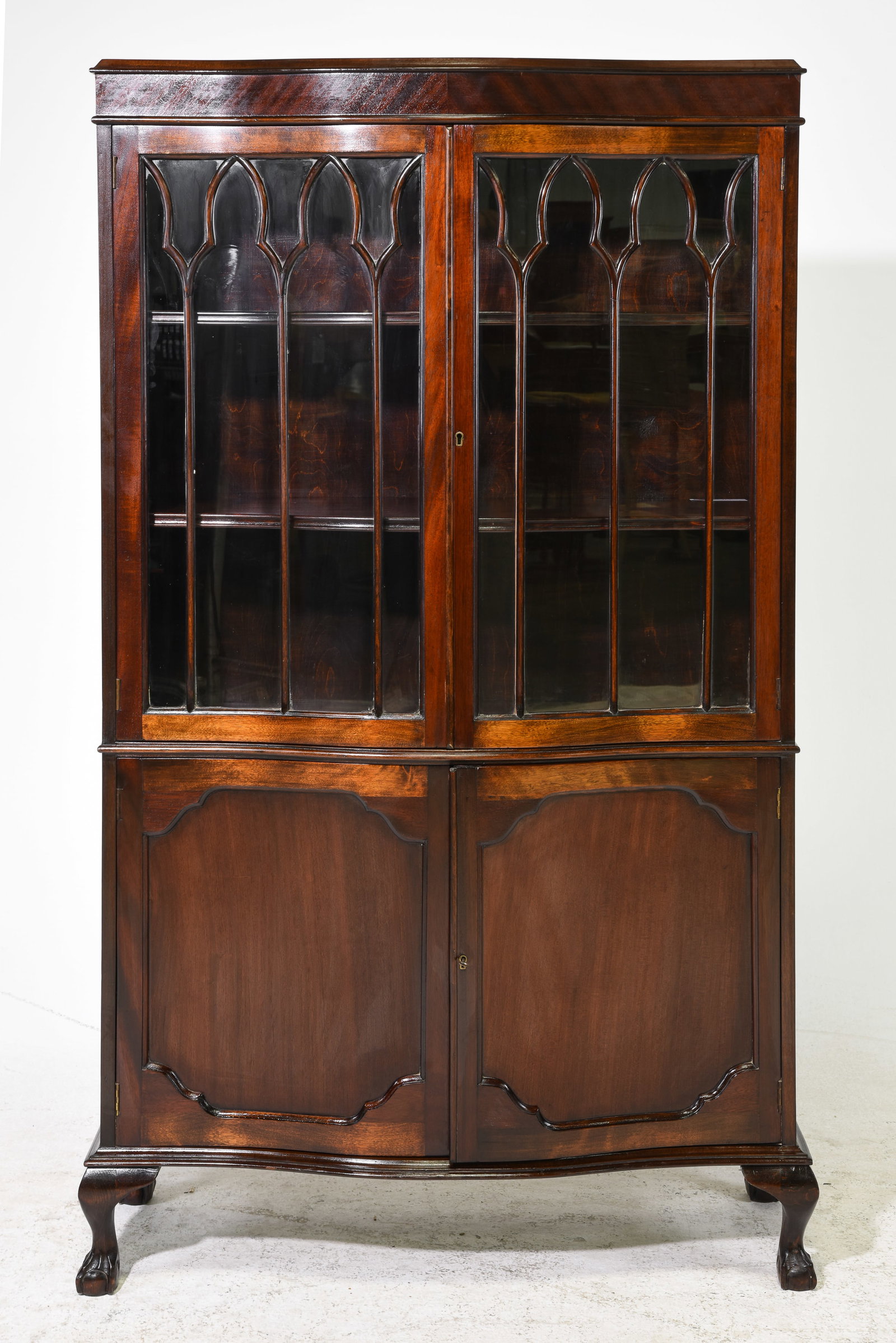 British Mahogany Ball & Claw Display Cabinet: British Mahogany Ball & Claw Display Cabinet - 60 in tall x 36 x 13