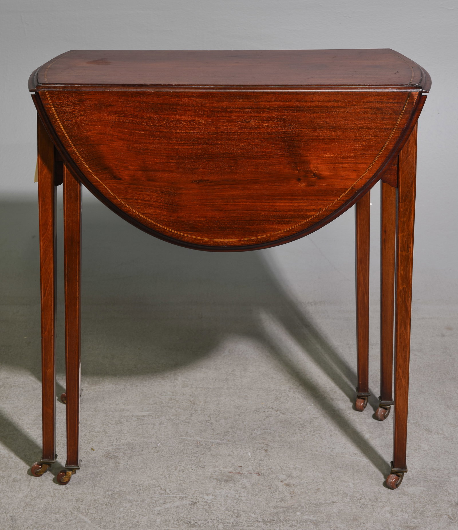 British Mahogany Drop Leaf Table With Drawer: British Mahogany Drop Leaf Table With Drawer - 30 in tall x 26 x 14, leaves are 12 in each
