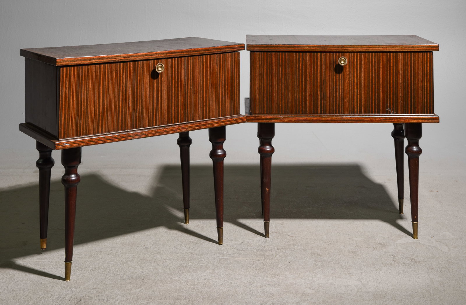 Pair Of French Modern Mahogany Nightstands: Pair Of French Modern Mahogany Nightstands - 23 in tall x 23 x 12.25