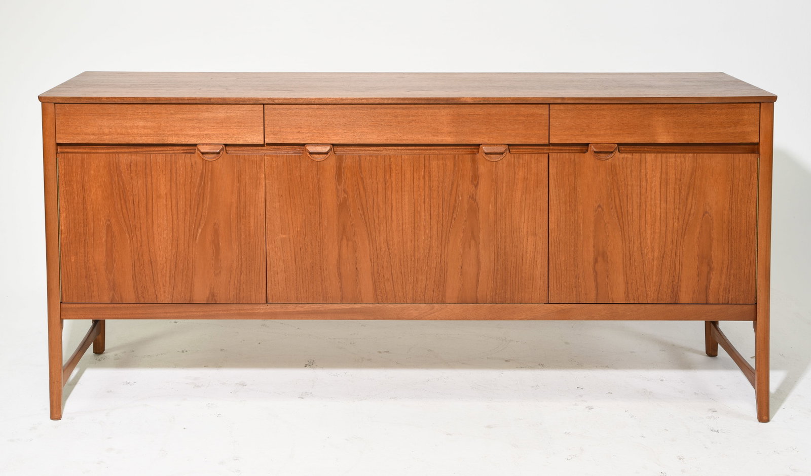 Mid Century Modern Teak Sideboard: Danish Modern Style Teak Sideboard / Credenza - 33 in tall x 72.5 x 18