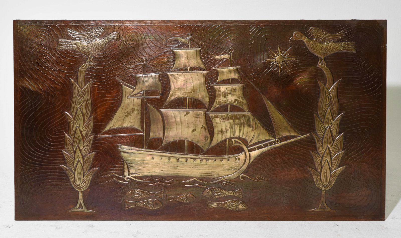Nautical Metal Relief Art Wrapped on Board