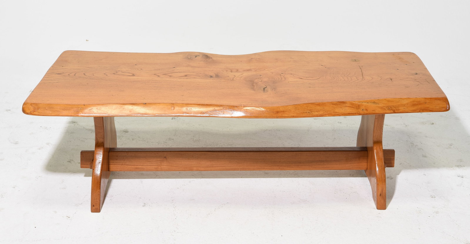 Live Edge Trestle Base Coffee Table: Live Edge Trestle Base Coffee Table - 16 in tall x 50.5 x 22