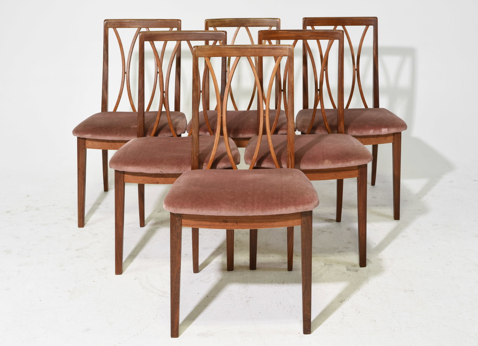 6 High Back Mid Century Dining Chairs - G-Plan: These 6 Danish Modern Style Teak Dining chairs consists of 6 side chairs. These are made by Mid Century Modern Furniture Maker G Plan ( GPlan ), Part of their Fresco range. - 34.5 in tall x 19 in x