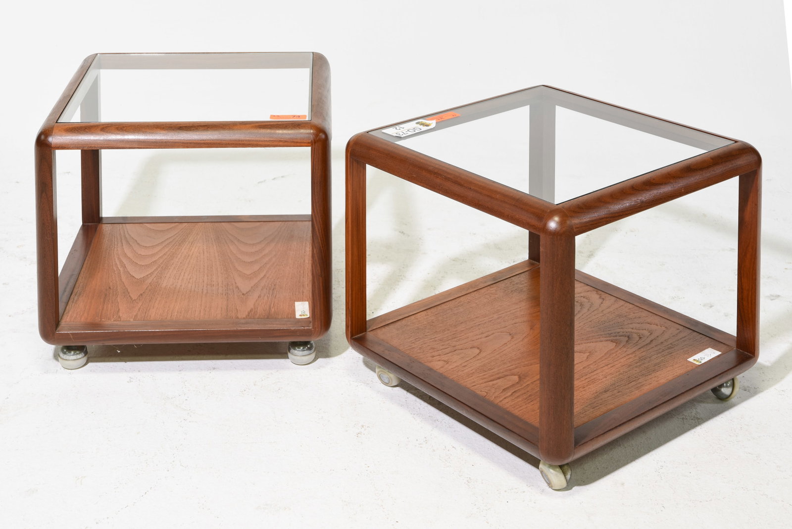 2 Mid Century Glass Top End Tables - Gplan