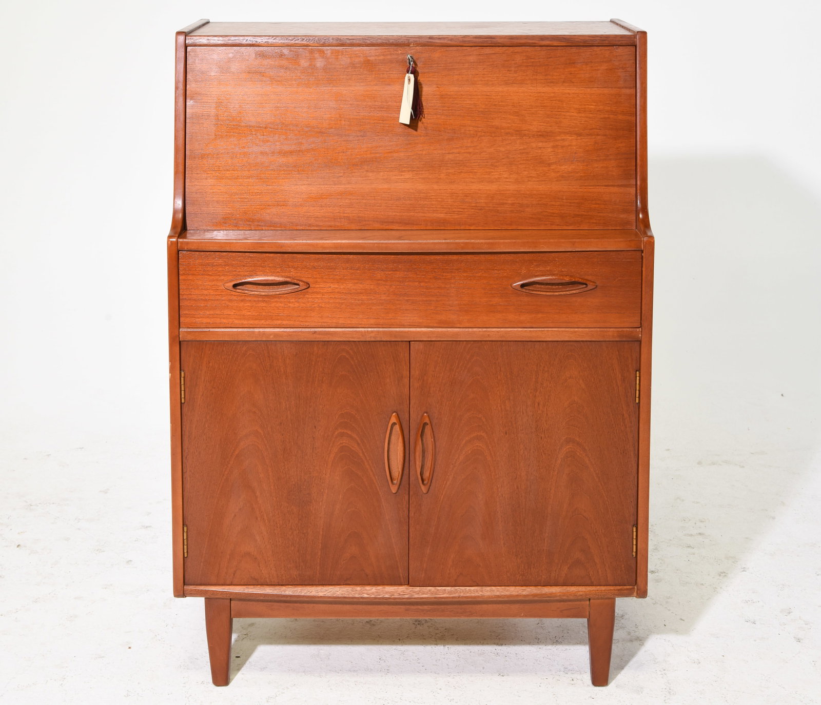 Mid Century Modern Drop Front Desk - Jentique: Danish Modern Style Teak Drop Front Desk / Bureau by Jentique - 42 in tall x 30 x 16