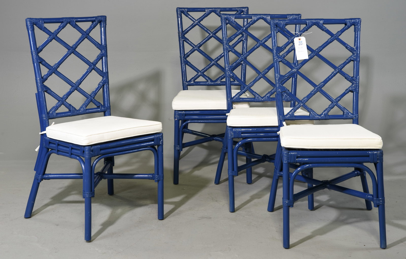 4 Painted Kennedy Chippendale Style Chairs: 4 Painted Kennedy Chippendale Style Chairs - 41 in tall x 18 x 22 each with a seat height of 20 inches