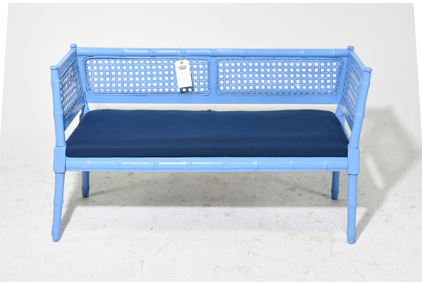 Painted Caned Back Hall Bench / Settee (1 of 4)