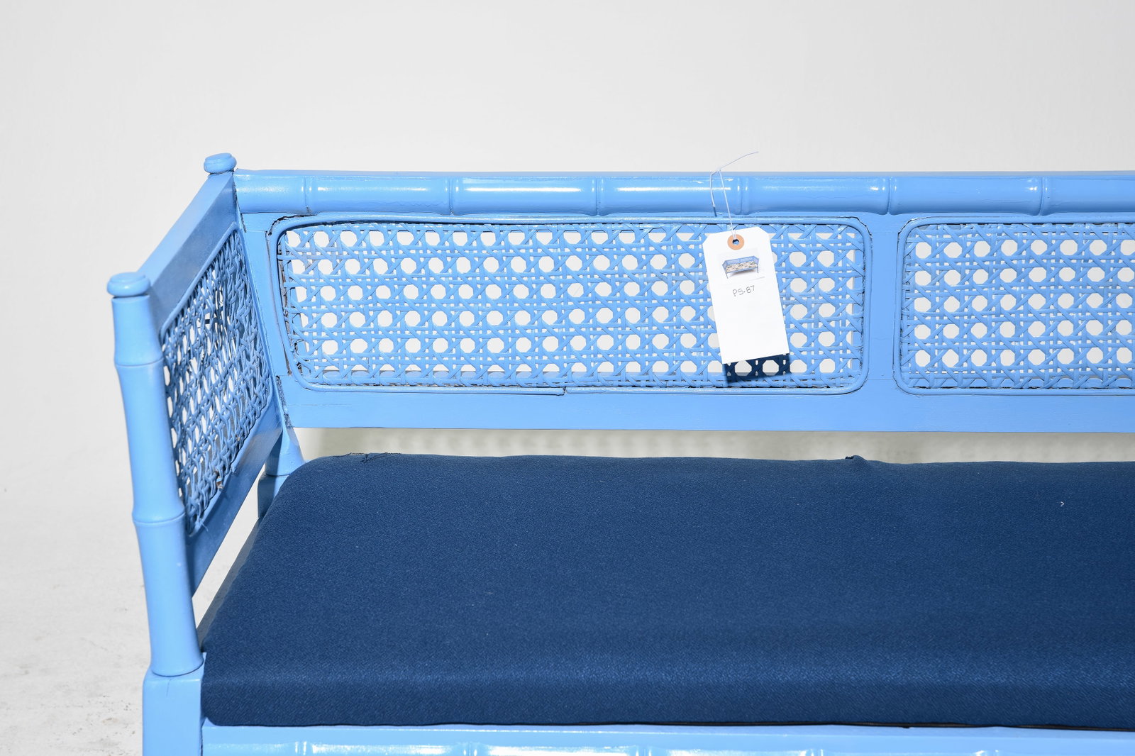 Painted Caned Back Hall Bench / Settee - 3