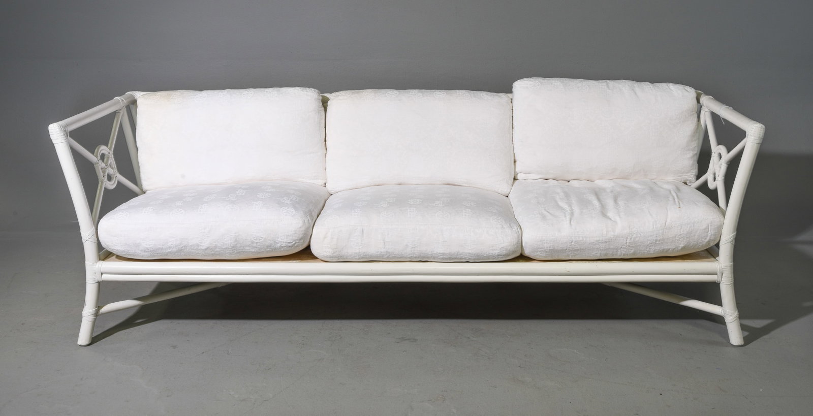 McGuire Painted Bamboo & Rattan Three Seater Sofa (1 of 6)