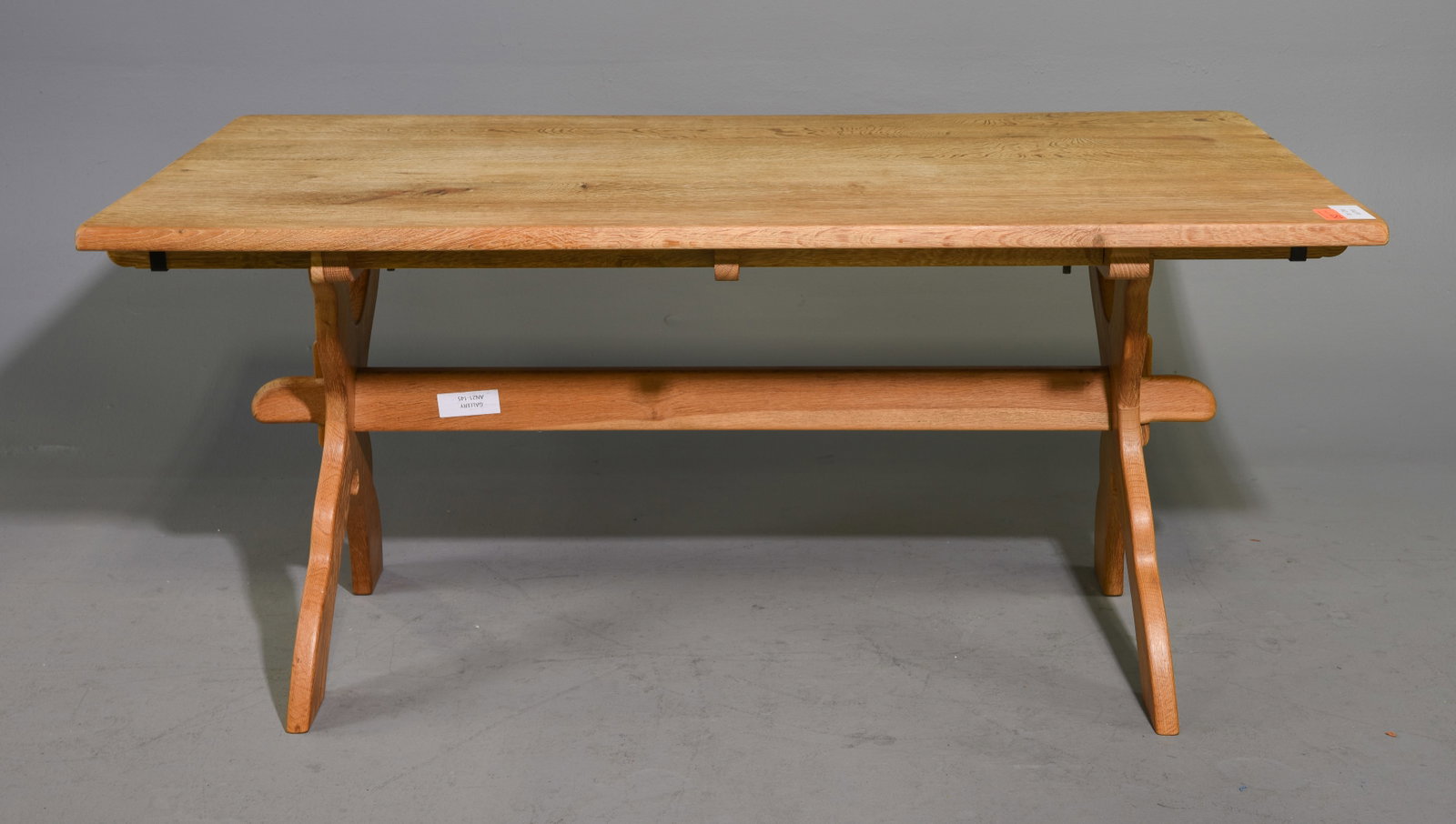 Danish Oak Trestle Base Dining Table with Two Leaves (1 of 5)