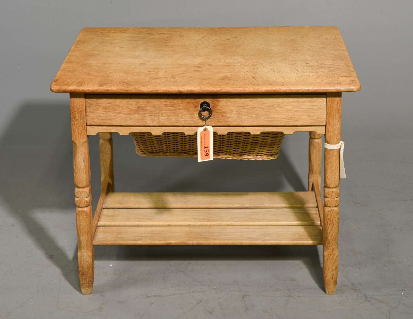 Danish Oak Single Drawer Sewing Basket Table (1 of 5)