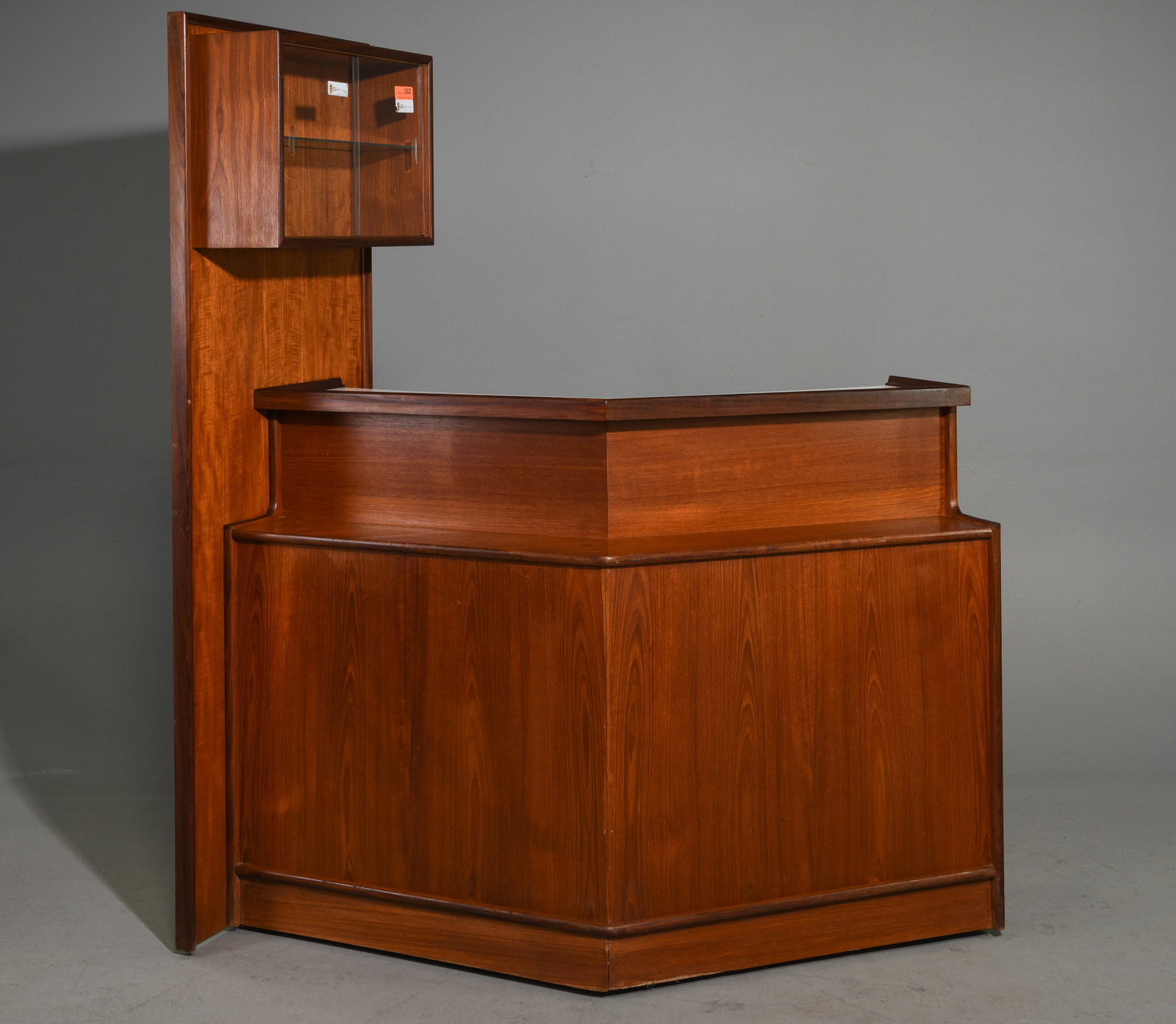 Mid Century Modern Teak Home Bar by Turnidge: This Danish Modern Style cocktail cabinet bar is British and made by Mid Century Modern Furniture Maker Turnidge. 66 in tall x 61 x 229 - can be used with or without side piece & side piece can be