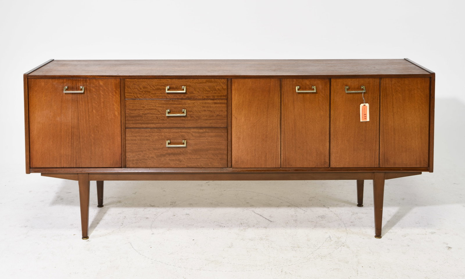 Mid Century Sideboard With Metal Handles - Nathan: Danish Modern Style Credenza by British Maker Nathan Furniture - 30.25 in tall x 72 x 18.5