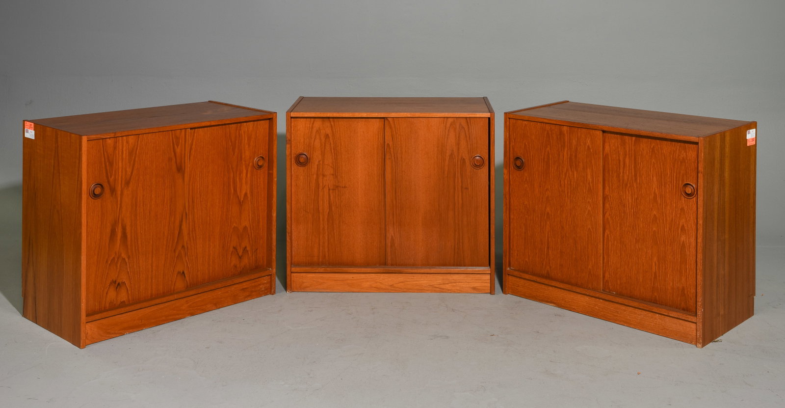 3 Mid Century Modern Sliding Door Cabinets: 3 Danish Modern Style Sliding Door Cabinet - 27.5 in tall x 31.5 x 17.5