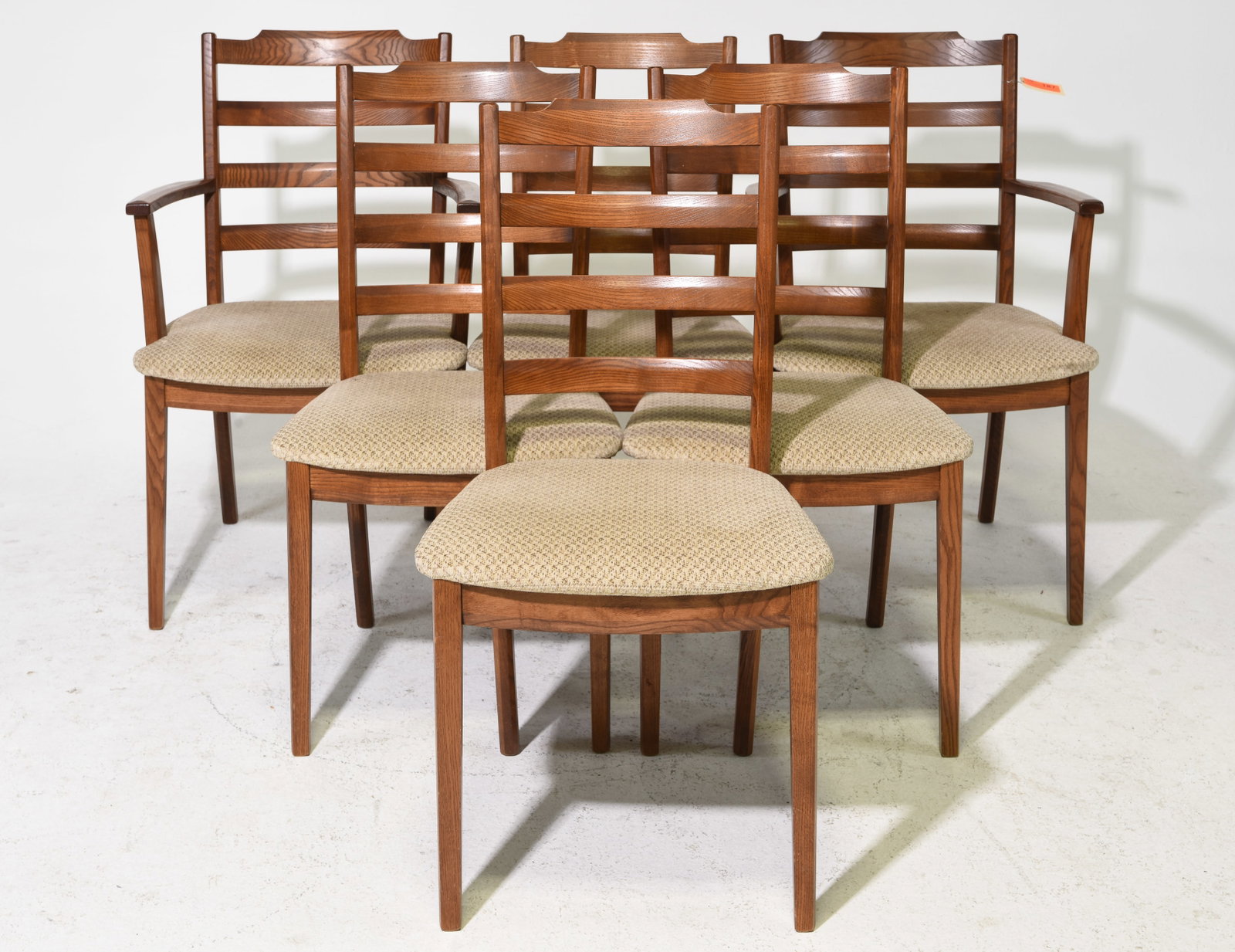 Set Of 6 Mid Century Modern Ladder Back Chairs: Set Of 6 Danish Modern Style Ladder Back Dining Chairs - 35.25 in tall x 22.25 x 17, seat height is 16 in