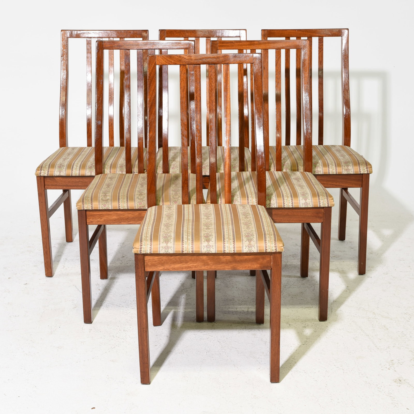 Mid Century Modern Set of 6 Dining Chairs: Danish Modern Style Set of 6 Dining Chairs - 37 in tall x 16.5 x 17 each with a seat height of 17.5 inches