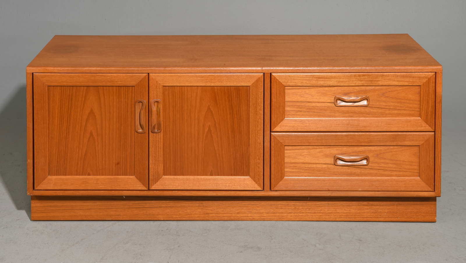 Mid Century Modern Low Base / Credenza - Gplan: Danish Modern Style Low Credenza / Base by British Furniture Maker G-Plan - 21 in tall x 51.5 x 18