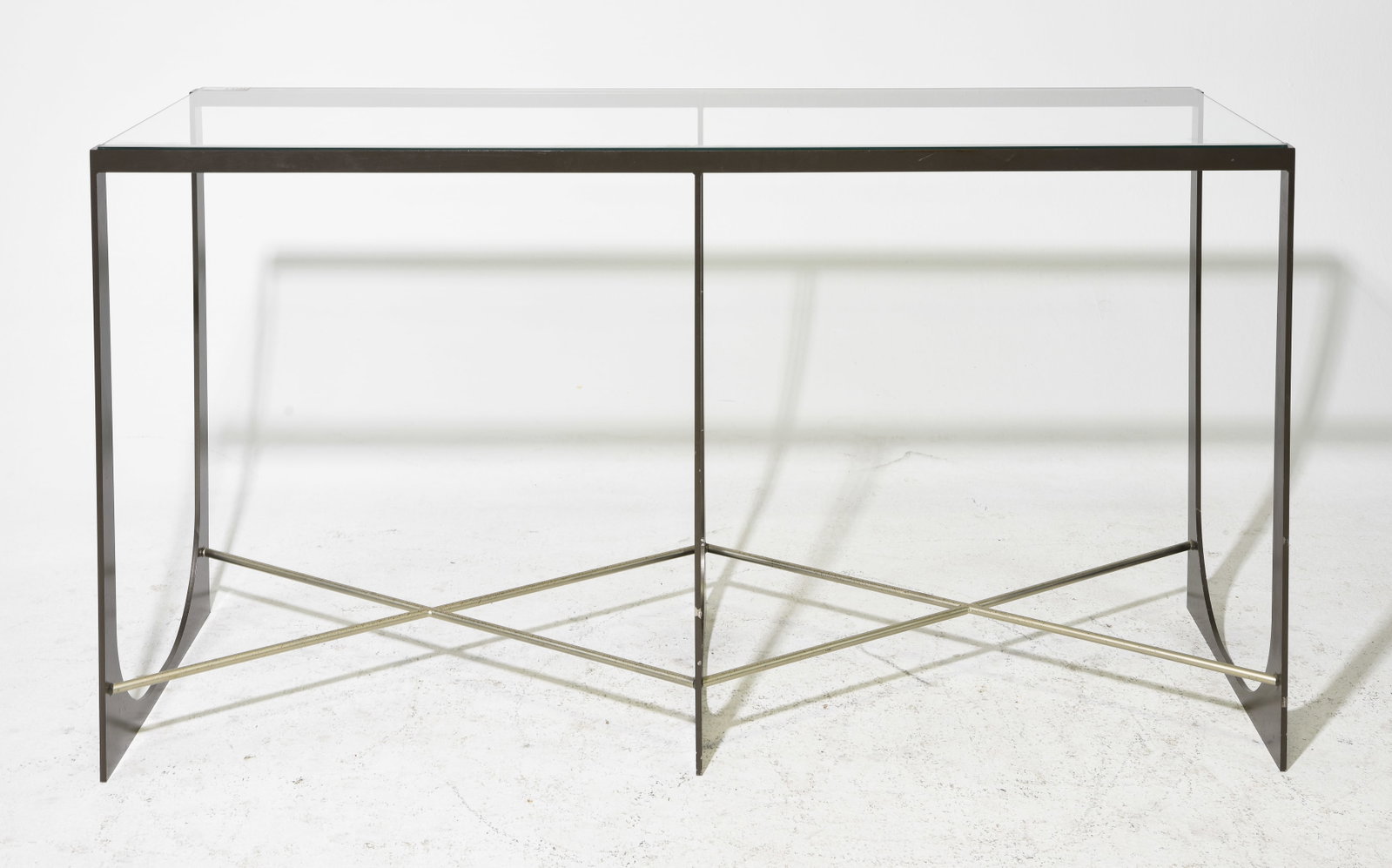 Modern Glass Top Metal Base Console / Hall Table (1 of 4)