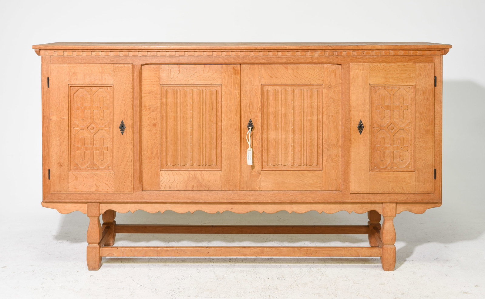Danish Oak Four Door Sideboard / Cocktail Cabinet: Danish Oak Four Door Sideboard / Cocktail Cabinet - 45.5 in tall x 81.75 x 18.75 - Similar in style to / possibly by : S. Thrane & Son / Henning Kjaernulf / Guillerme & Chambron