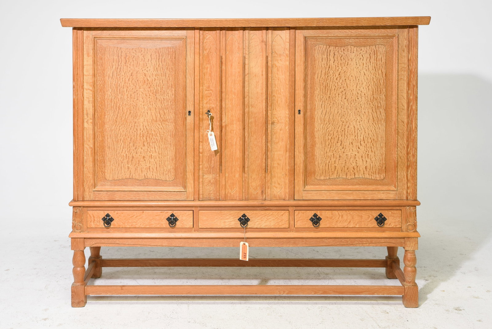Danish Oak Three Door Sideboard / Cocktail Cabinet #2: Danish Oak Three Door Sideboard / Cocktail Cabinet - 50.5 in tall x 63 x 18.25 - Similar in style to / possibly by : S. Thrane & Son / Henning Kjaernulf / Guillerme & Chambron
