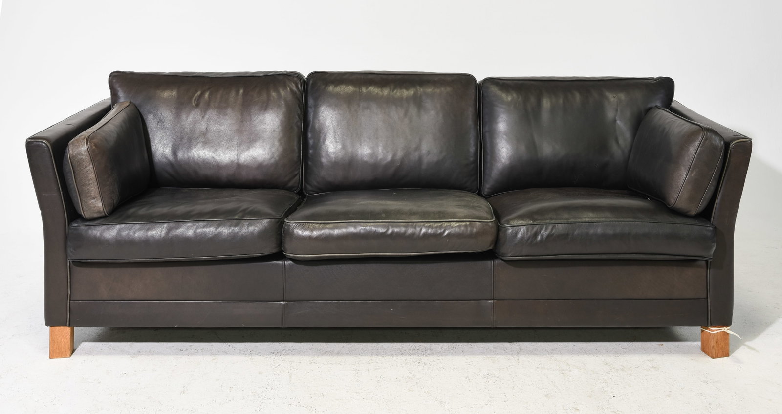 Danish Modern Black Leather Three Seater Sofa (1 of 5)