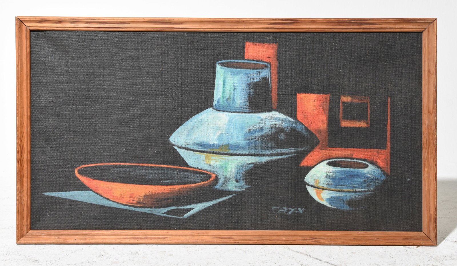 Framed Oil on Canvas Still Life: Framed Oil on Canvas Still Life - 20 in tall x 37 x 1, the work itself is 18 x 34