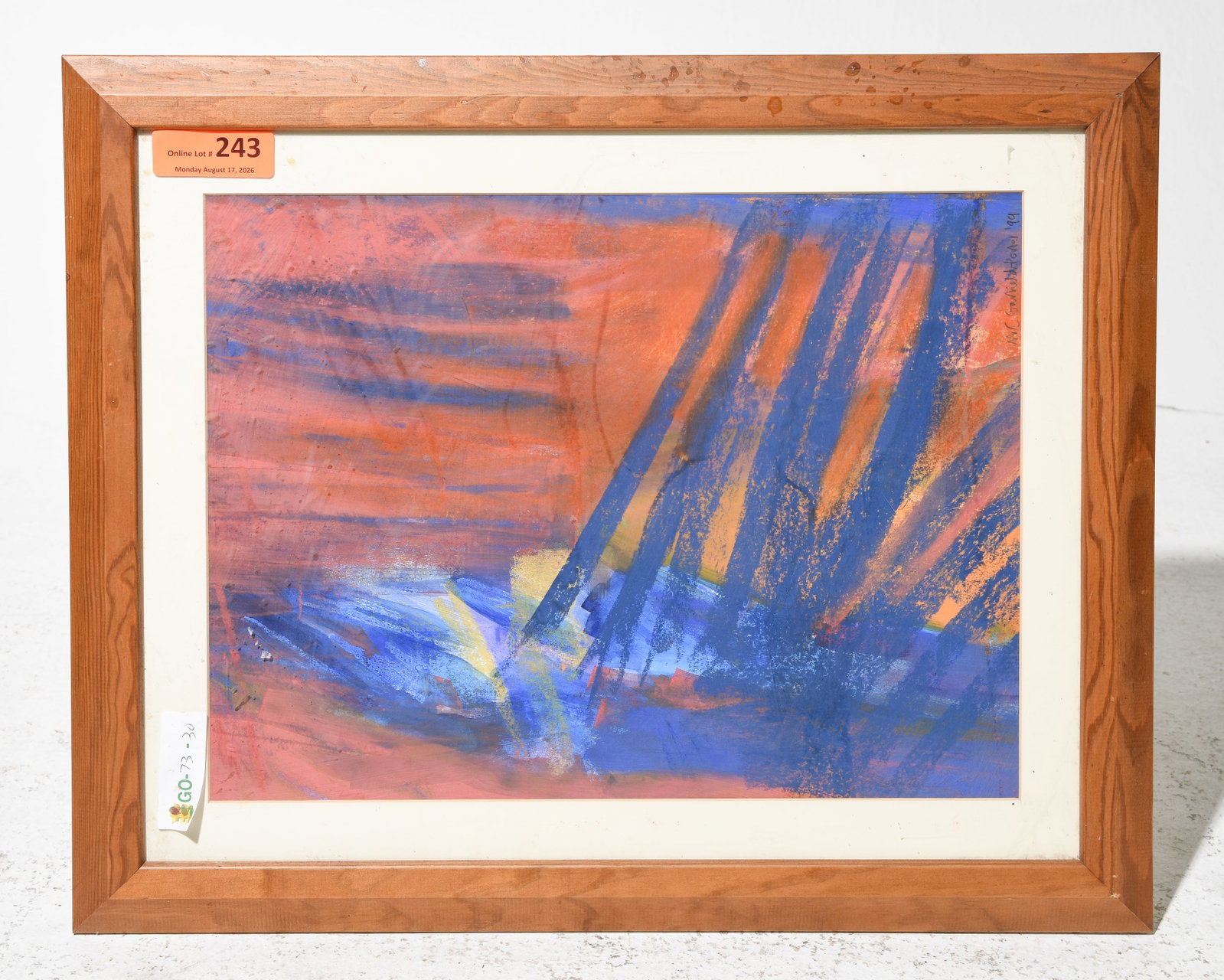 Framed "Red Morning" Art c.1991: Framed "Red Morning" Art c.1991 - 19.5 in tall x 24 x 1