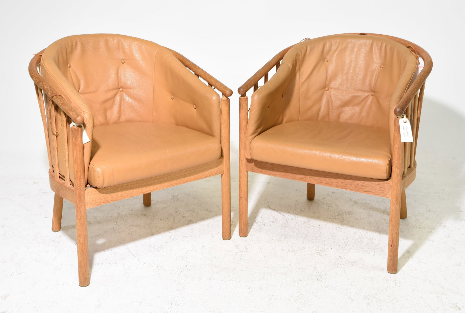 Danish Oak Pair of Leather Upholstered Chairs (1 of 7)