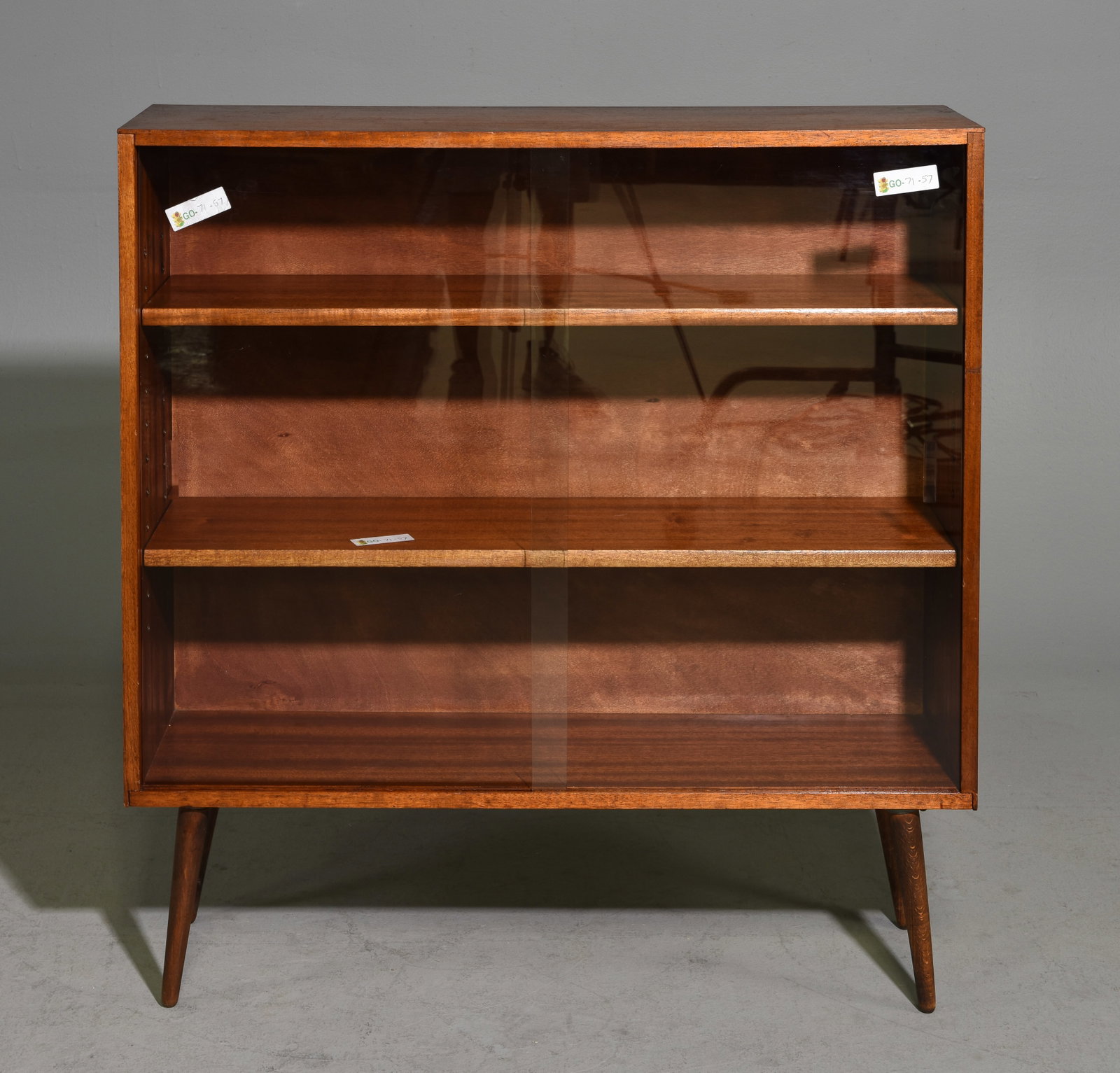 Mid Century Modern Sliding Glass Door Bookcase #1: Danish Modern Style Sliding Glass Door Bookcase - 38.25 in tall x 36 x 10