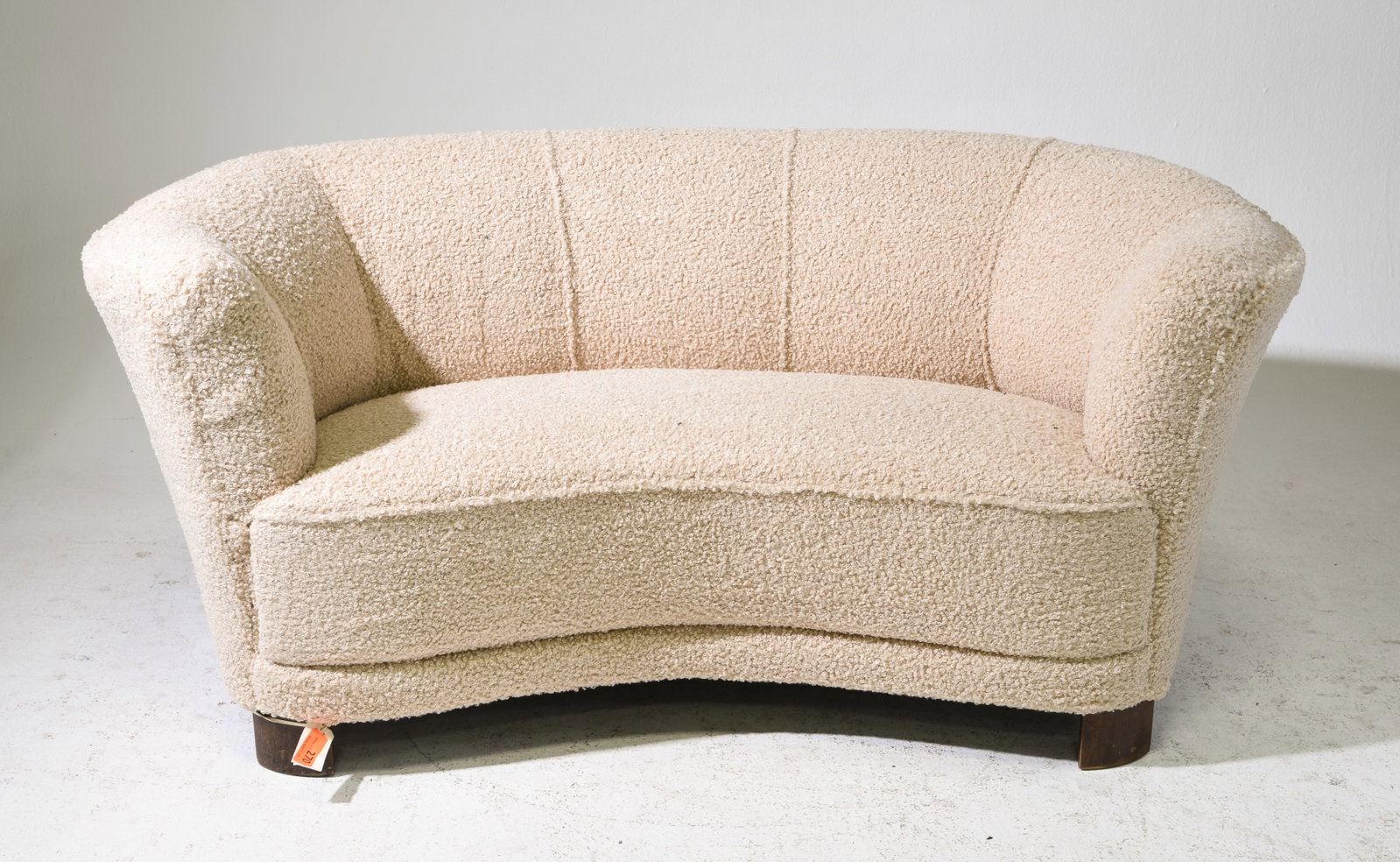 Danish Sheepskin / Boulce Upholstered "Banana" Sofa (1 of 5)