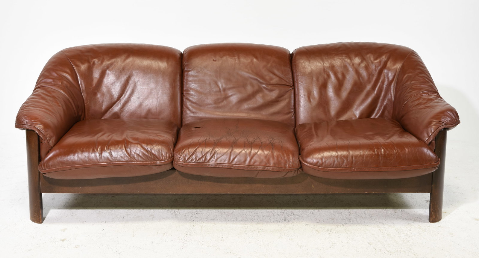 Brown Leather Three Seater Sofa (1 of 7)