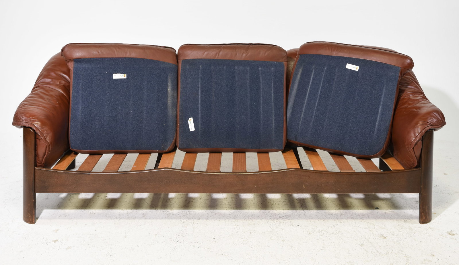 Brown Leather Three Seater Sofa - 3