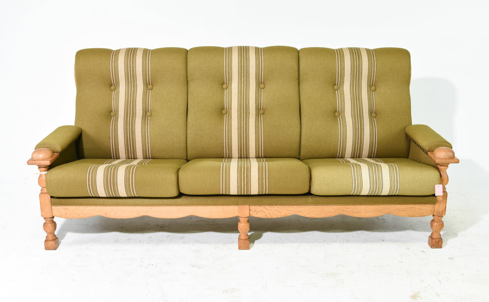 Danish Oak Upholstered Three Seater Sofa (1 of 6)