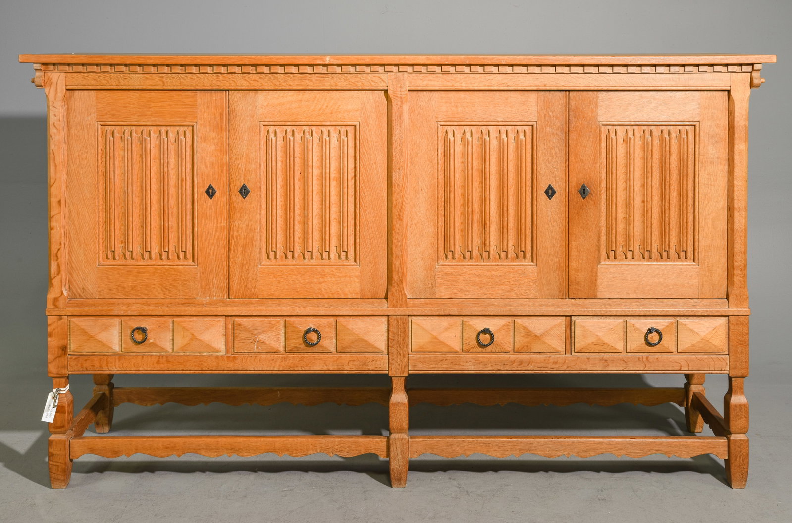 Danish Oak Four Door Sideboard / Cocktail Cabinet: Danish Oak Four Door Sideboard / Cocktail Cabinet - 49.25 in tall x 83.5 x 19.5 - Similar in style to / possibly by : S. Thrane & Son / Henning Kjaernulf / Guillerme & Chambron