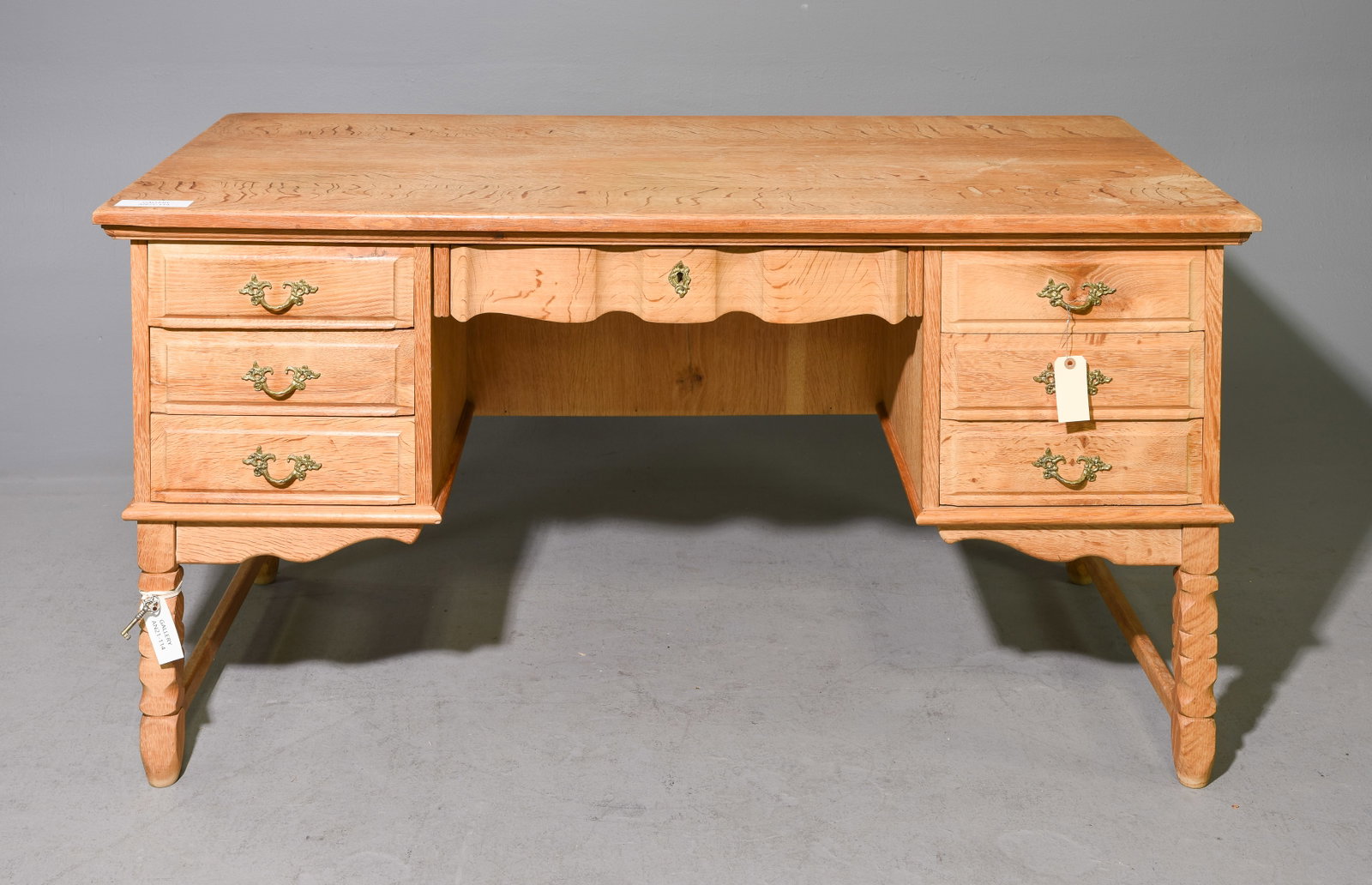 Danish Oak Desk with Bookshelf Front (1 of 6)