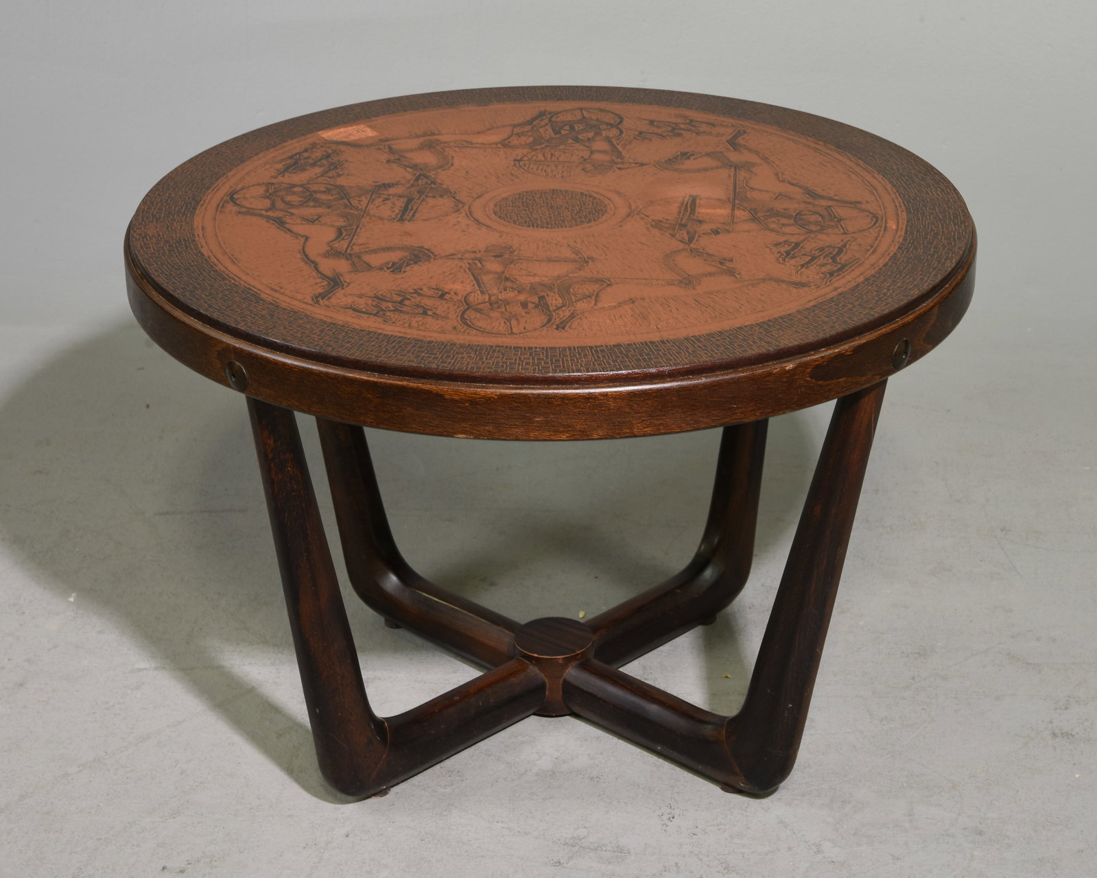 Swedish Copper Top Round Side Table: Swedish Copper Top Round Side Table - 20 in tall x 29.25 inch diameter