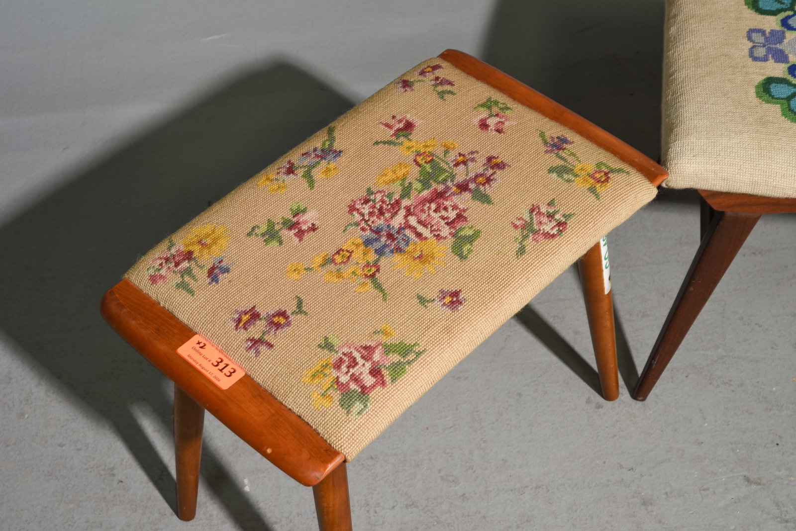 2 Needlepoint Upholstered Stools - 2