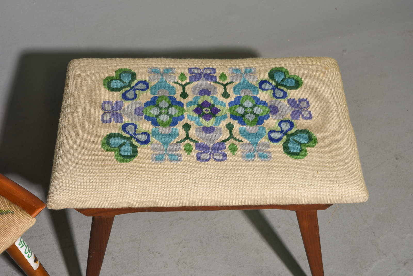 2 Needlepoint Upholstered Stools - 3
