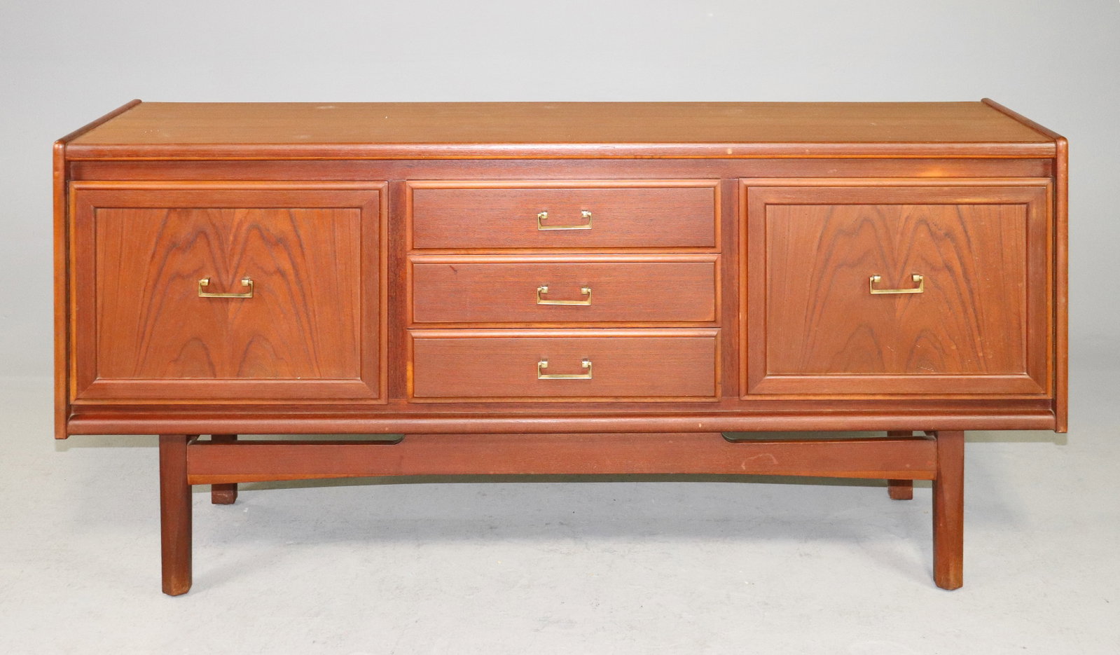 Mid Century Modern Sideboard With Metal Handles: Danish Modern Style Sideboard With Metal Handles - 30 in tall x 64.25 x 17.5