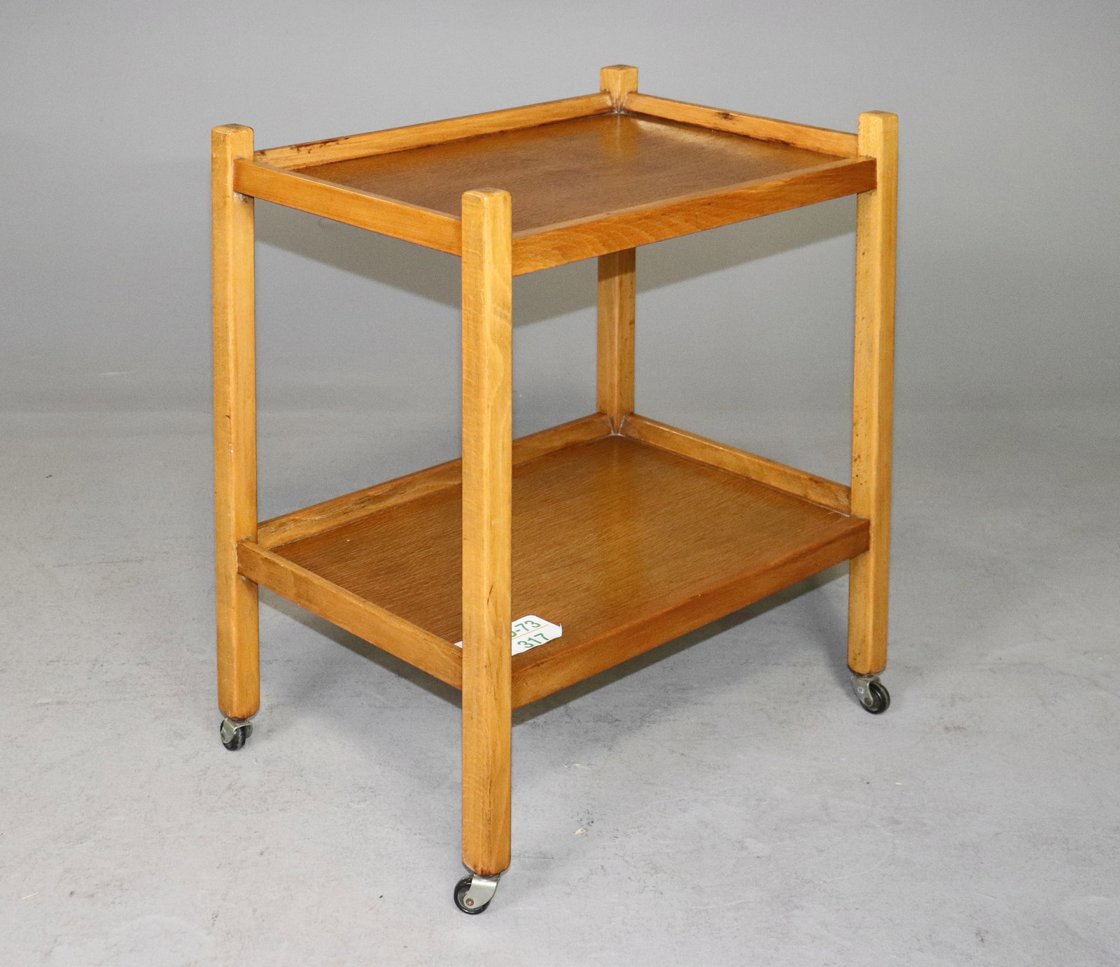Mid Century Modern 2 Tier Trolley / Bar Cart: Danish Modern Style 2 Tier Bar Cart / Trolley - 25.25 in tall x 21.75 x 15