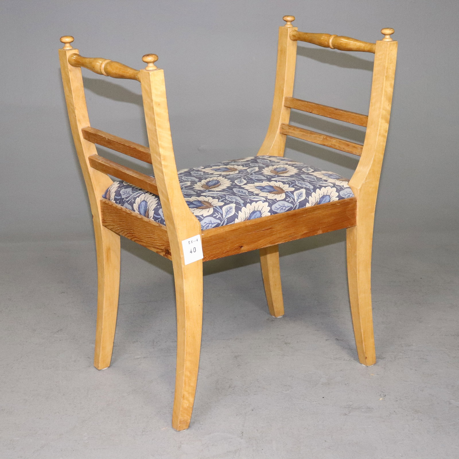 Swedish Modern Upholstered Stool (1 of 3)
