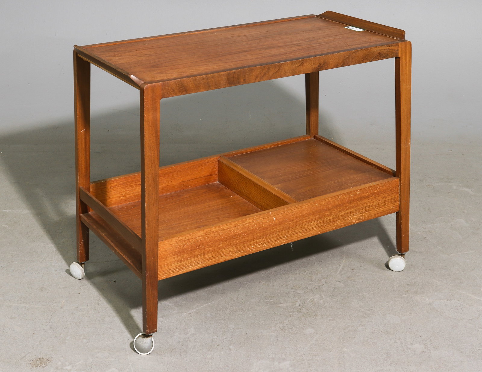 Mid Century Modern Cocktail / Bar Cart - Remploy: Danish Modern Style Teak Cocktail Trolley / Cart by Remploy - 28 in tall x 34.5 x 17.5