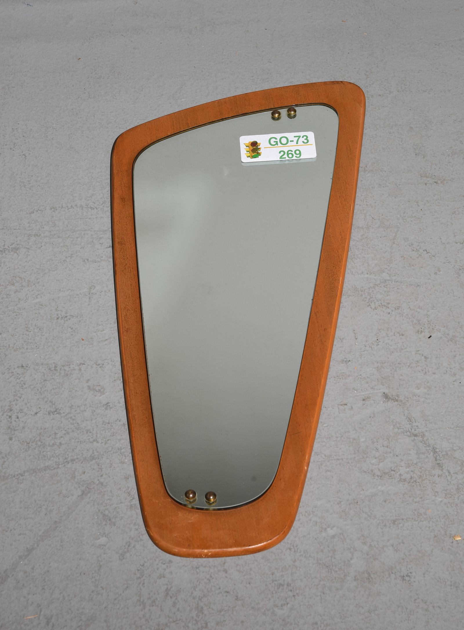 Mid Century Modern Mirror on Teak Board #1: Danish Modern Style Mirror on Teak Board - 31 in tall x 13.5 x 1