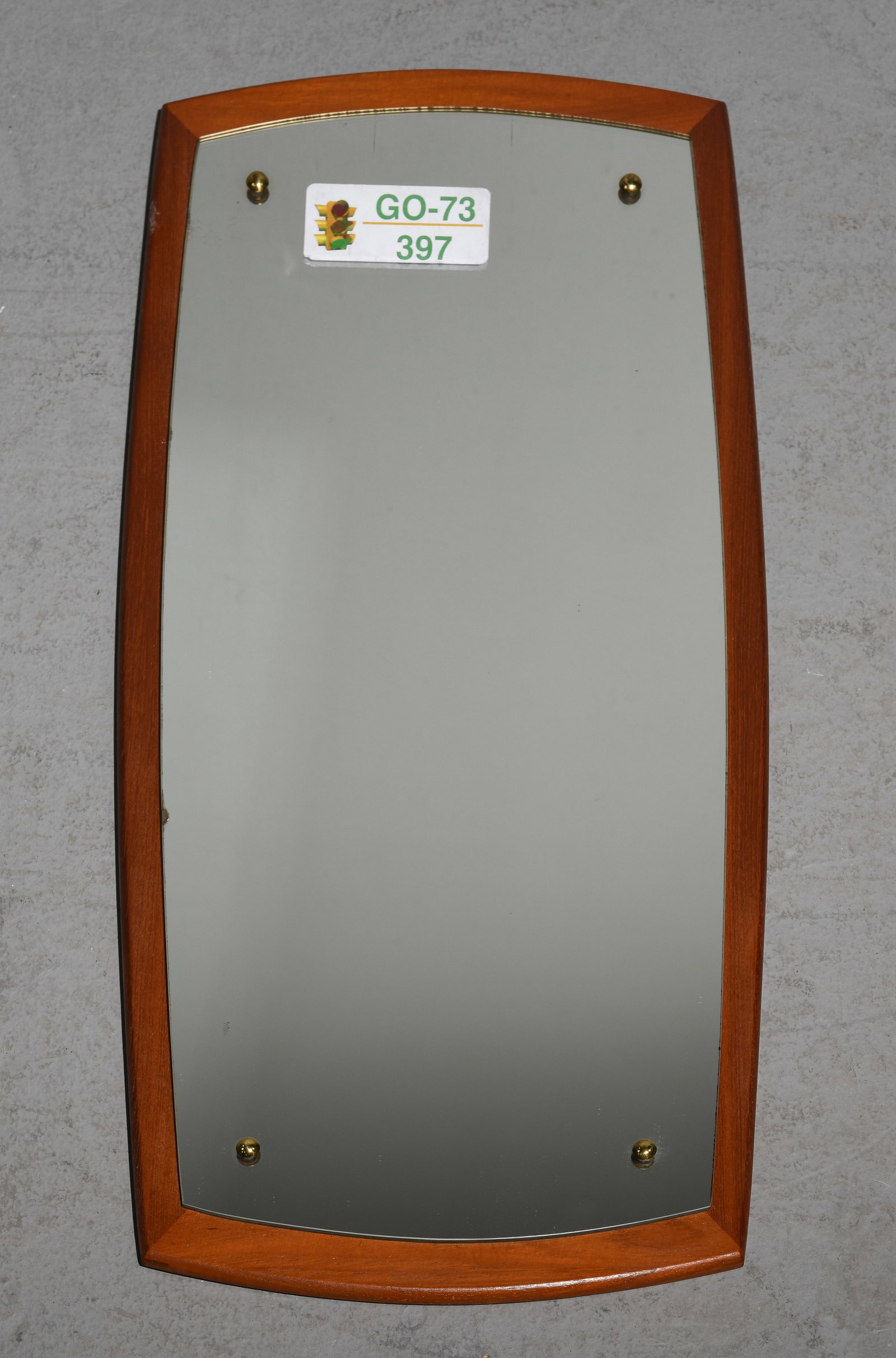 Mid Century Modern Mirror on Teak Board #2: Danish Modern Style Mirror on Teak Board - 31 in tall x 14 x 1