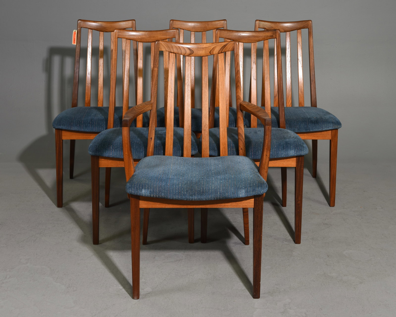 6 High Back Mid Century Dining Chairs - G-Plan: These 6 Danish Modern Style Teak Dining chairs consists of 1 arm chair and 5 side chairs. These are made by Mid Century Modern Furniture Maker G Plan ( GPlan ), Part of their Fresco range. - Side chai