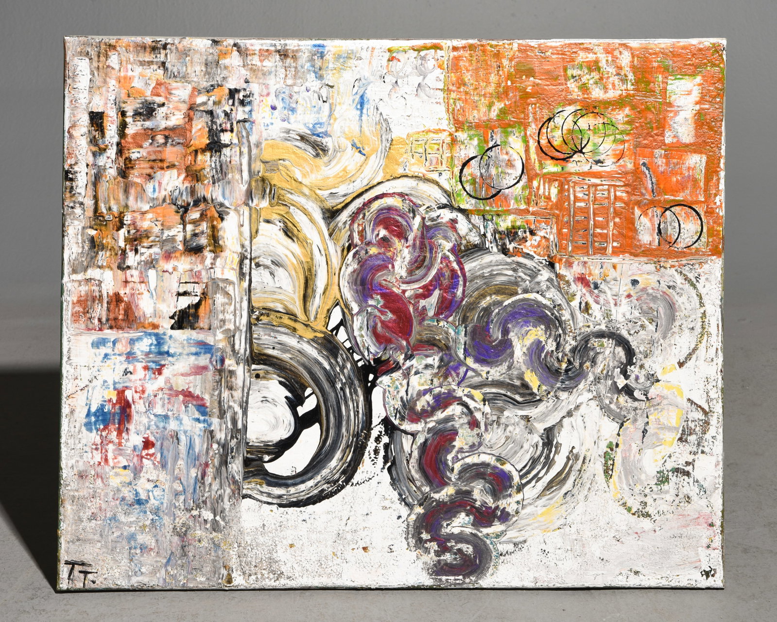 Unframed Abstract Oil on Canvas Art #1: Unframed Abstract Oil on Canvas Art - 20 in tall x 24 x 1