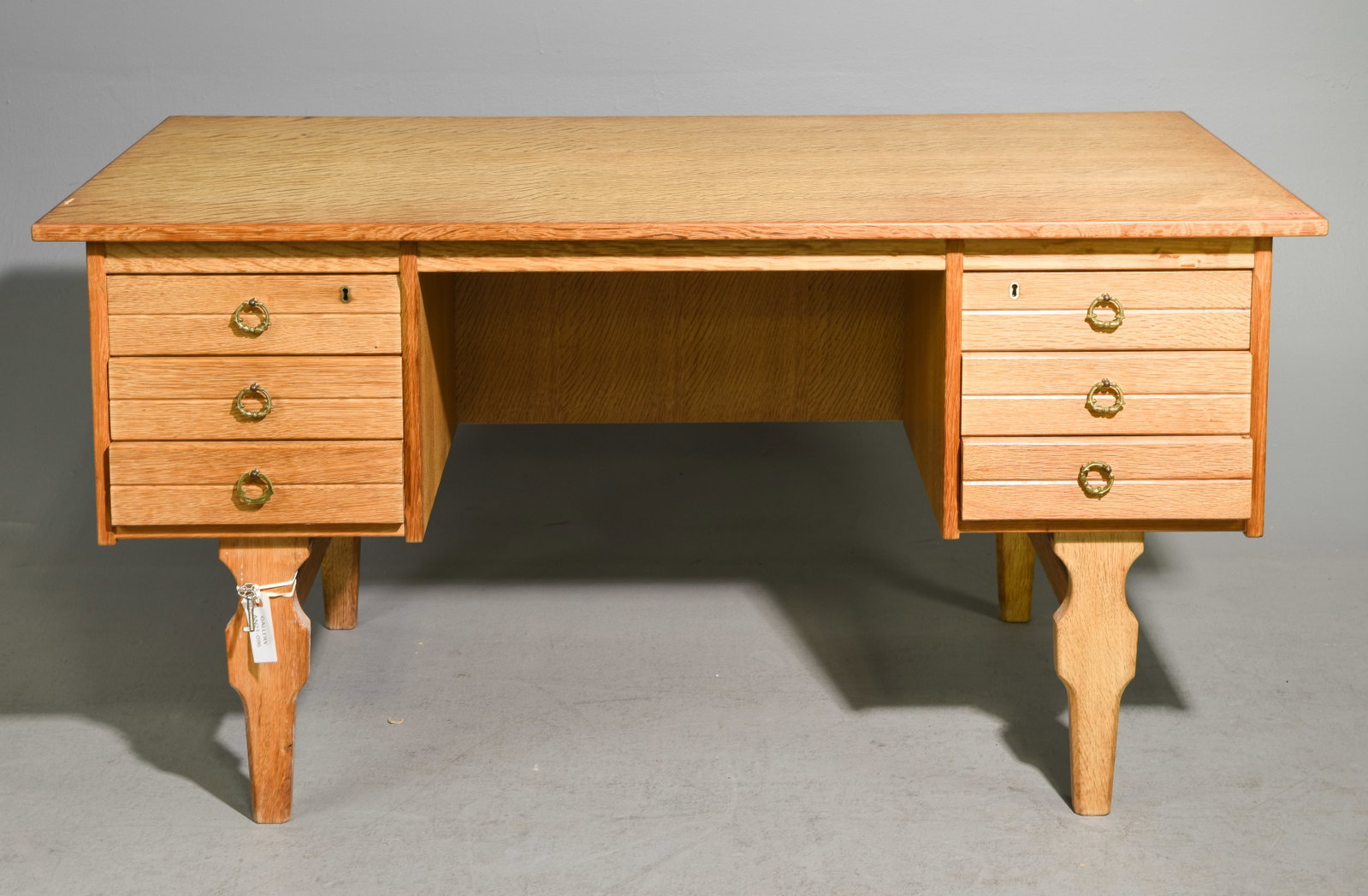 Danish Oak Desk with Bookshelf Front (1 of 6)