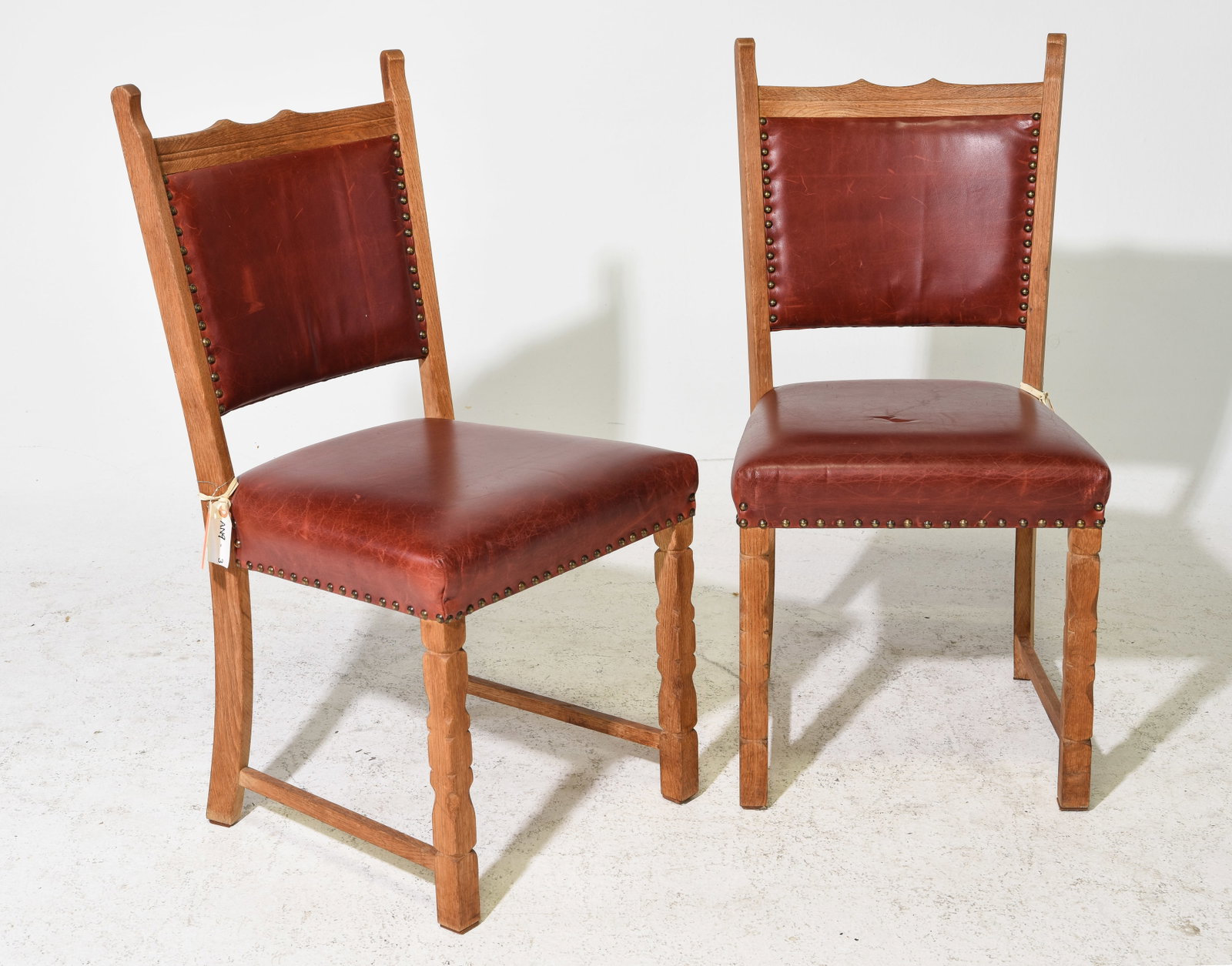 Danish Oak Pair of Hall / Dining Chairs: Danish Oak Pair of Hall / Dining Chairs - 36.5 in tall x 18 x 18 each with a seat height of 18.5 inches