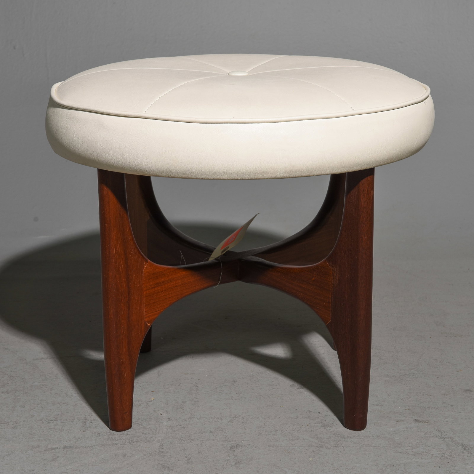 Mid Century Modern G-Plan Fresco Stool #2: This Danish Modern Style footstool is British and made by Mid Century Modern Furniture Maker G Plan ( Gplan ), Part of their Fresco Series - 18 in tall x 20.5 inch diameter